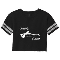 Sarasota Florida Fl Shark Skeleton White Print T-shirt Scorecard Crop Tee | Artistshot