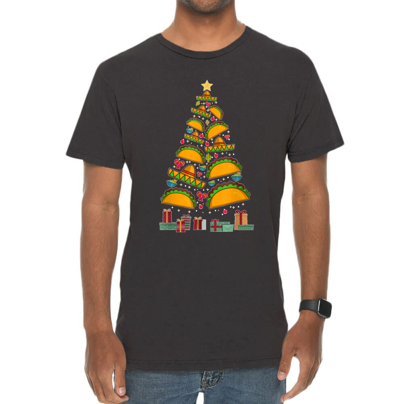 Funny Mexican Xmas Tree Tacos Burritos Feliz Navidad Vintage T-shirt | Artistshot