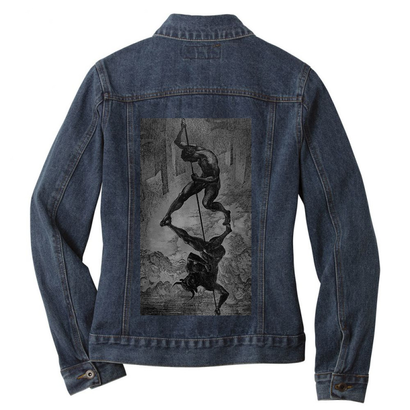 Occult Gothic Dark Satanic Unholy Witchcraft Grunge Emo Goth T-shirt Ladies Denim Jacket by cm-arts | Artistshot