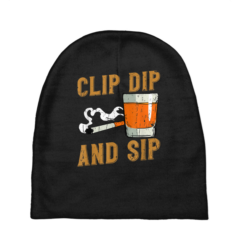 Clip Dip And Sip   Tobacco And Whiskey Baby Beanies | Artistshot