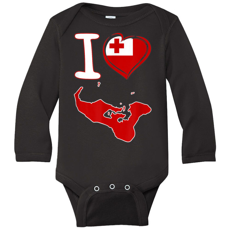 I Love Tonga. Tongan Flag In Shape Of A Heart. Country Map Long Sleeve Baby Bodysuit by Market | Artistshot