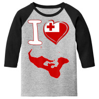 I Love Tonga. Tongan Flag In Shape Of A Heart. Country Map Youth 3/4 Sleeve | Artistshot