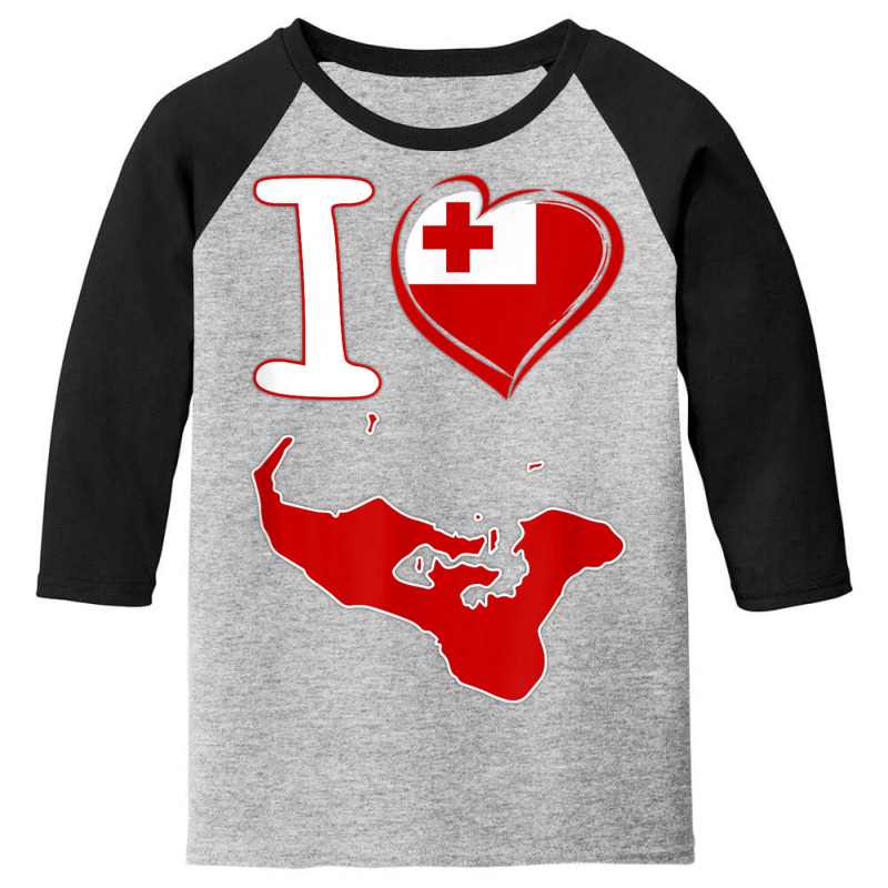 I Love Tonga. Tongan Flag In Shape Of A Heart. Country Map Youth 3/4 Sleeve by Market | Artistshot