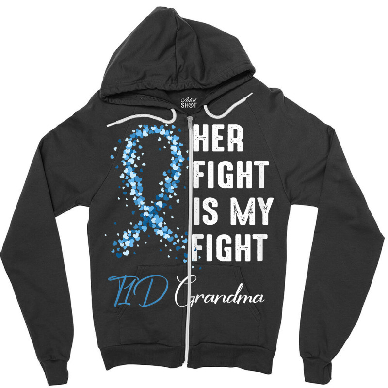 Womens Her Fight Is My Fight T1d Grandma Type 1 Diabetes Awareness Zipper Hoodie | Artistshot