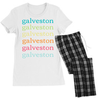 Galveston Texas (tx) Cute And Colorful Repeating Text Long Sleeve T Sh Women's Pajamas Set | Artistshot