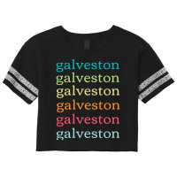 Galveston Texas (tx) Cute And Colorful Repeating Text Long Sleeve T Sh Scorecard Crop Tee | Artistshot