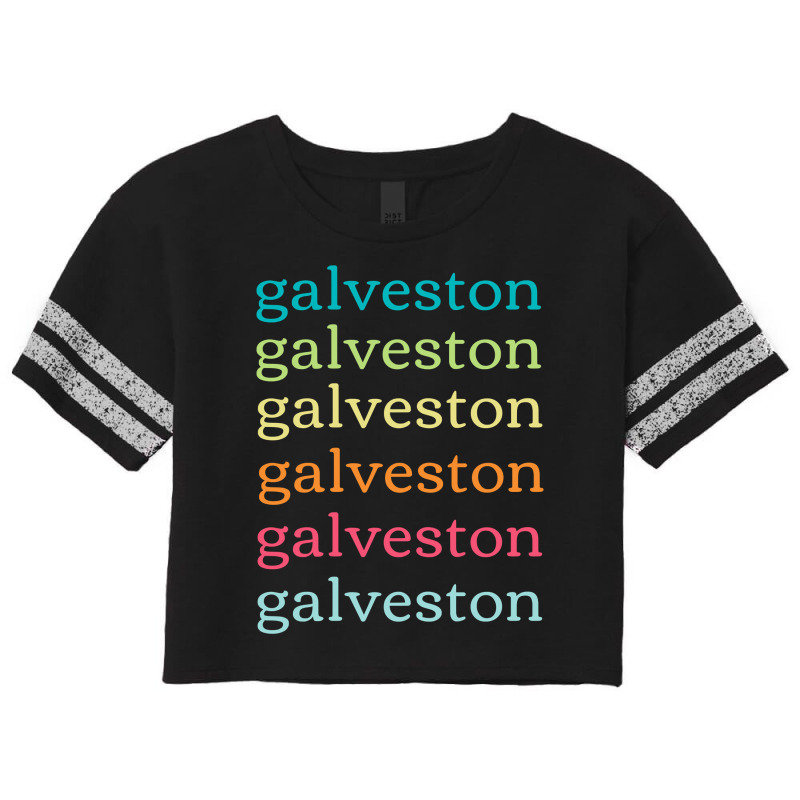 Galveston Texas (tx) Cute And Colorful Repeating Text Long Sleeve T Sh Scorecard Crop Tee by cm-arts | Artistshot