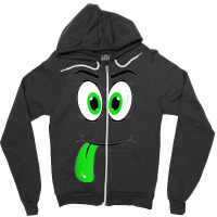 Cute Monster Face Green Tongue Easy Halloween Costume Zipper Hoodie | Artistshot