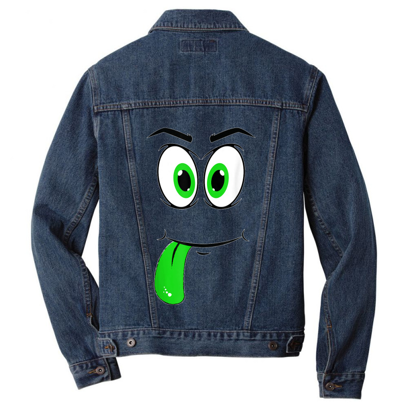 Cute Monster Face Green Tongue Easy Halloween Costume Men Denim Jacket | Artistshot