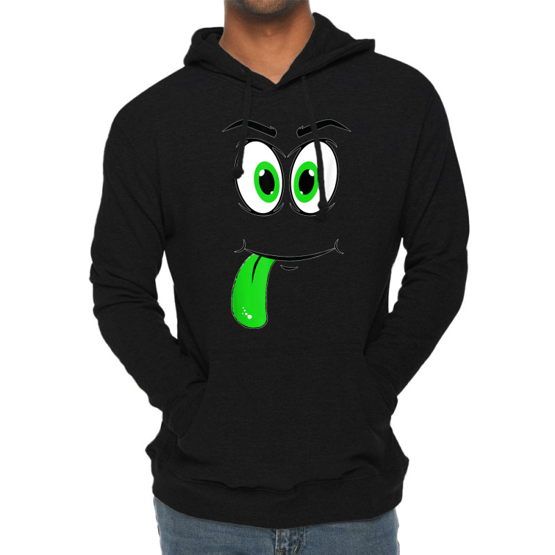 Cute Monster Face Green Tongue Easy Halloween Costume Lightweight Hoodie | Artistshot