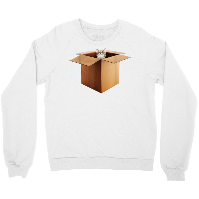 Funny Cat In A Big Cardboard Box For Cat Owners T Shirt Crewneck Sweatshirt by cm-arts | Artistshot