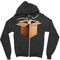 Funny Cat In A Big Cardboard Box For Cat Owners T Shirt Zipper Hoodie | Artistshot