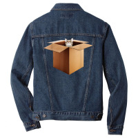 Funny Cat In A Big Cardboard Box For Cat Owners T Shirt Men Denim Jacket | Artistshot