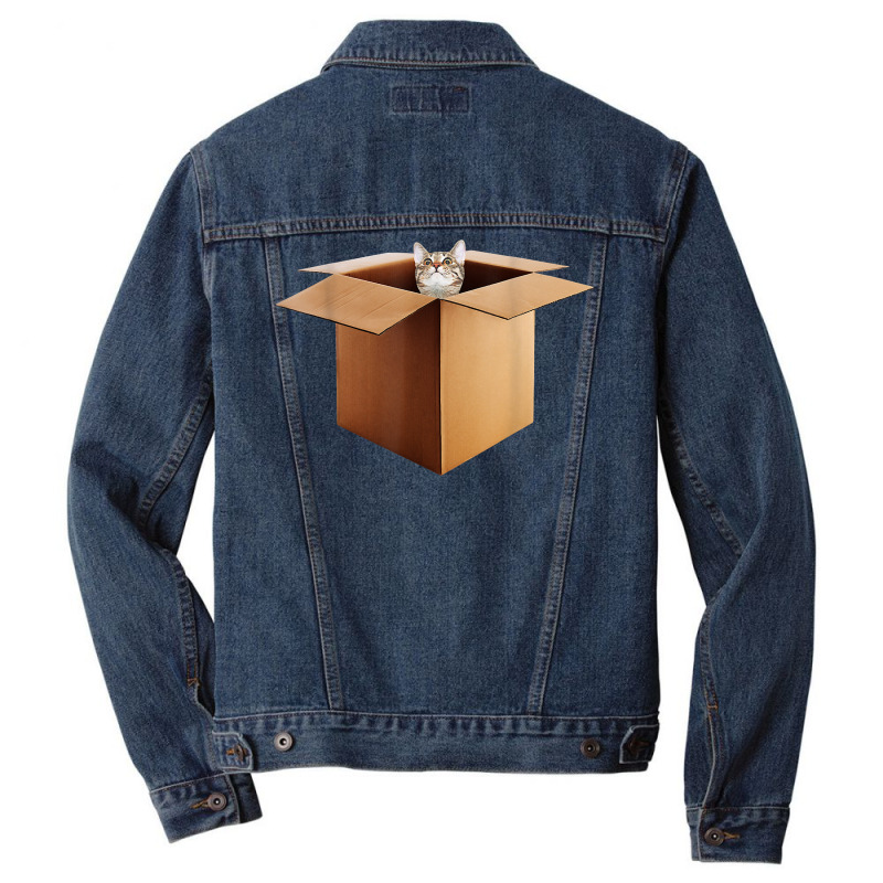 Funny Cat In A Big Cardboard Box For Cat Owners T Shirt Men Denim Jacket by cm-arts | Artistshot