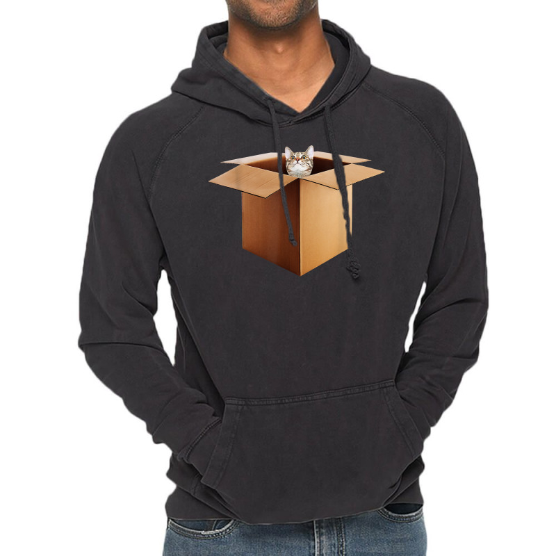 Funny Cat In A Big Cardboard Box For Cat Owners T Shirt Vintage Hoodie by cm-arts | Artistshot