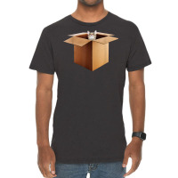 Funny Cat In A Big Cardboard Box For Cat Owners T Shirt Vintage T-shirt | Artistshot