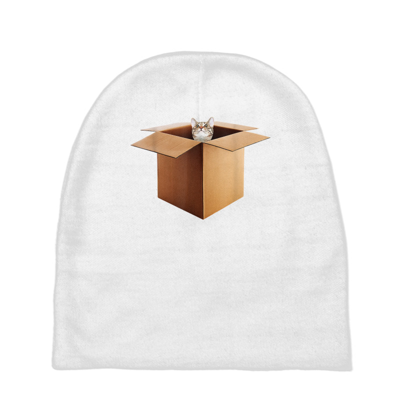 Funny Cat In A Big Cardboard Box For Cat Owners T Shirt Baby Beanies by cm-arts | Artistshot