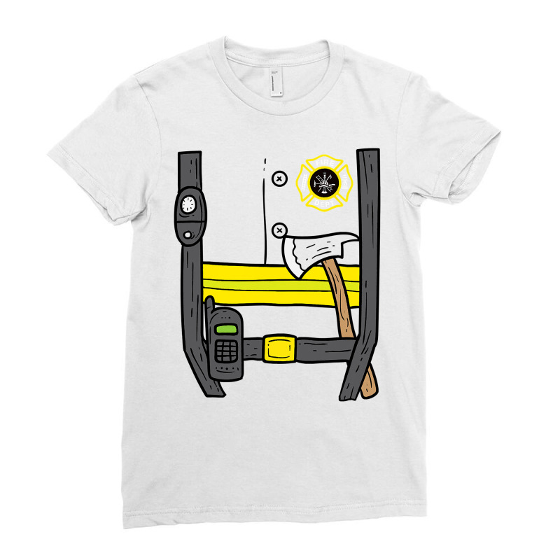 Firefighter Fireman Easy Lazy Diy Halloween Costume Boys Ladies Fitted T-Shirt by Tisha Brown | Artistshot