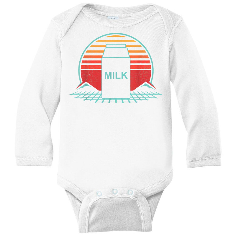 Milk Carton Retro Dairy Lover Vintage 80s Style Gift T Shirt Long Sleeve Baby Bodysuit | Artistshot