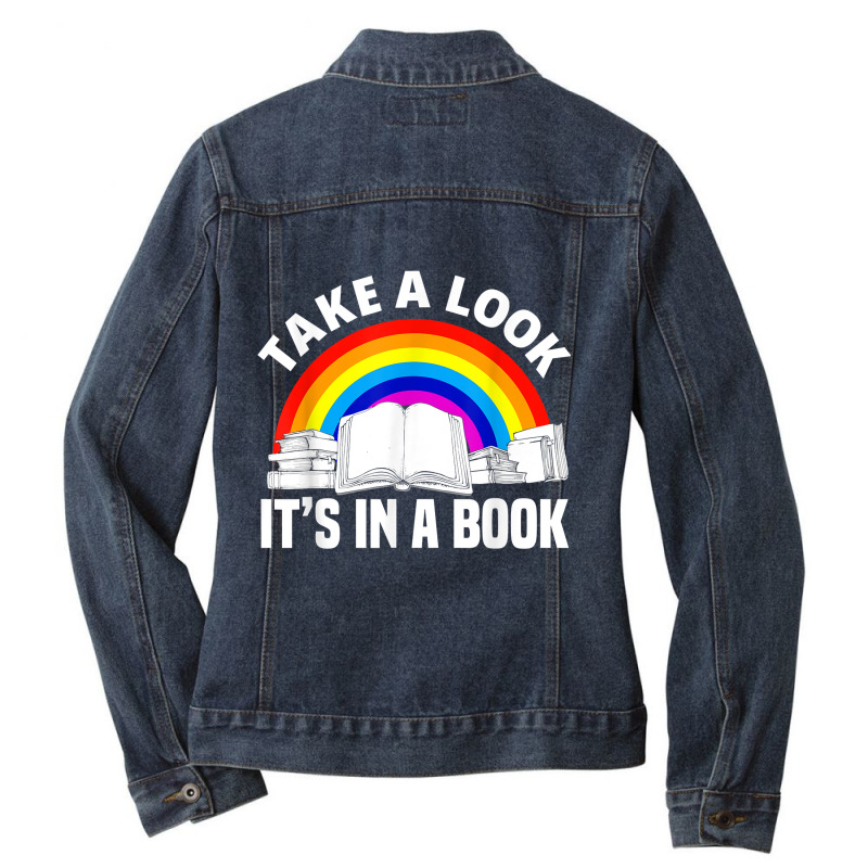 Cute Book Reader Rainbow Book Lover Love Reading Ladies Denim Jacket by NorikoKanemura | Artistshot