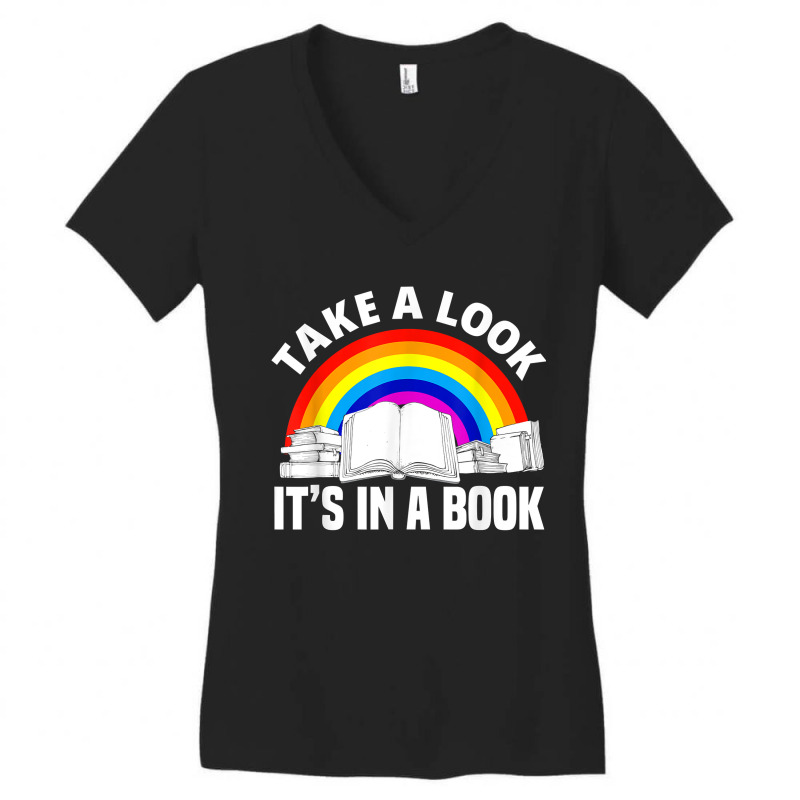 Cute Book Reader Rainbow Book Lover Love Reading Women's V-Neck T-Shirt by NorikoKanemura | Artistshot