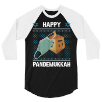 Funny Hanukkah Happy Pandemukkah Ugly Holiday Jewish Vintage 3/4 Sleeve Shirt | Artistshot