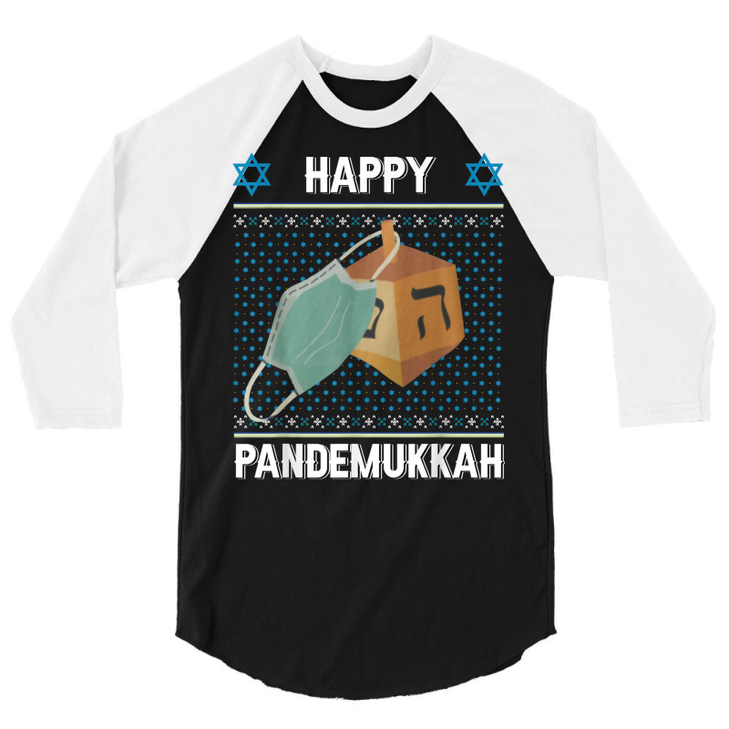 Funny Hanukkah Happy Pandemukkah Ugly Holiday Jewish Vintage 3/4 Sleeve Shirt | Artistshot