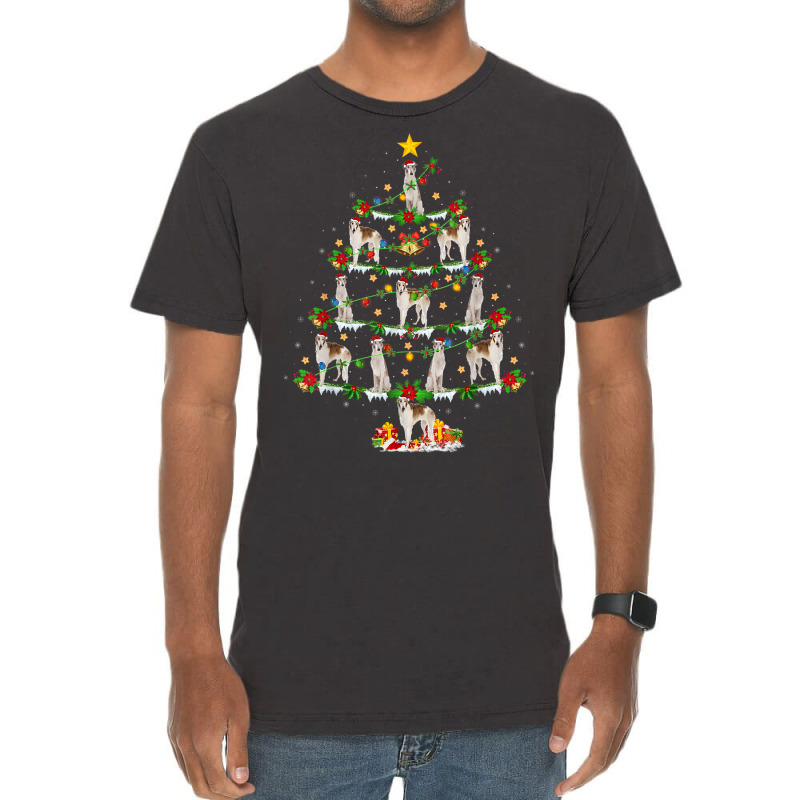 Borzoi Dog Lover Xmas Lights Borzoi Christmas Tree Vintage T-shirt | Artistshot