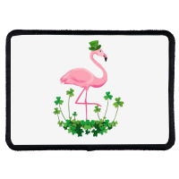 Flamingo Saint Patricks Day Gift Irish Clover Flamingo Lover Rectangle Patch | Artistshot