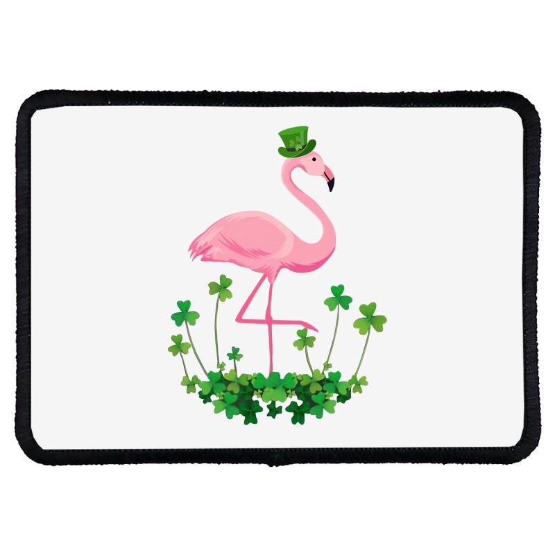 Flamingo Saint Patricks Day Gift Irish Clover Flamingo Lover Rectangle Patch | Artistshot