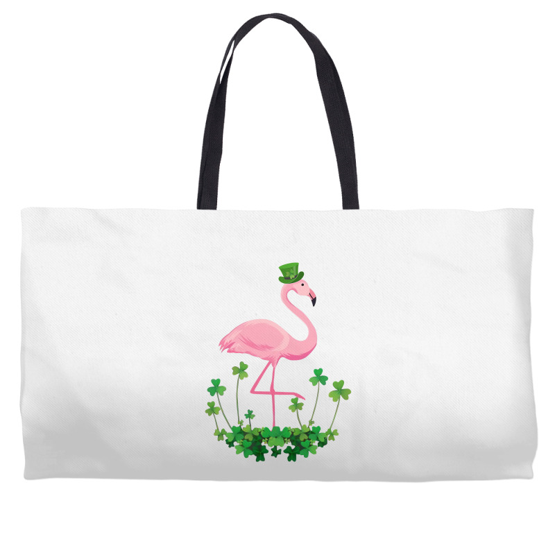 Flamingo Saint Patricks Day Gift Irish Clover Flamingo Lover Weekender Totes | Artistshot