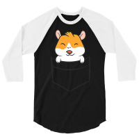 Guinea Pig In A Pocket Cute Pocket Guinea Pig 3/4 Sleeve Shirt | Artistshot