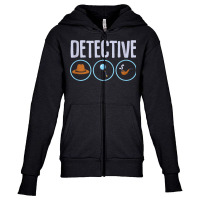 Detective Hat Magnifying Glass Pipe Detective Investigator Youth Zipper Hoodie | Artistshot