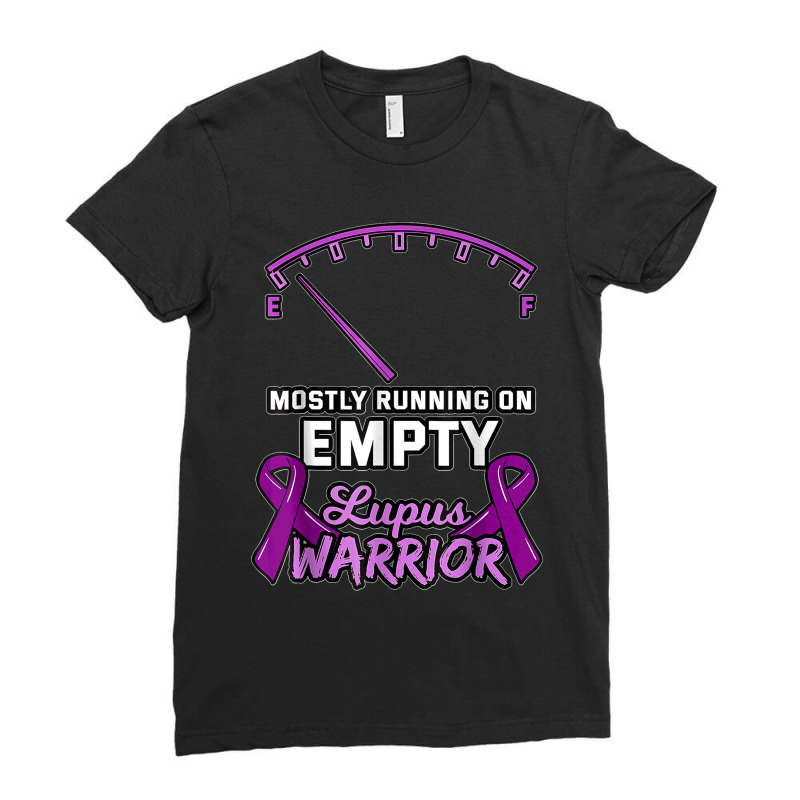 Mostly Running On Empty Lupus Warrior Fuel Gauge Low Ribbon T Shirt Ladies Fitted T-Shirt by DonnaLee | Artistshot