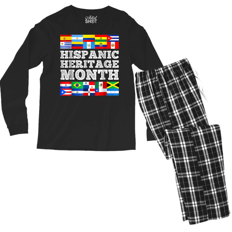 Hispanic Heritage Month Latin American Countries Flags Men's Long Sleeve Pajama Set by Markets | Artistshot