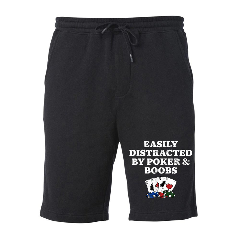 Easily Distracted By Poker & Boobs Funny Poker Player Humor Fleece Short | Artistshot