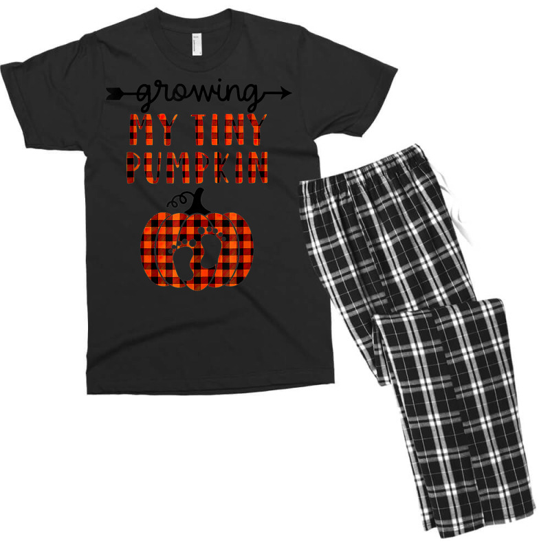 Growing My Tiny Pumpkin Thanksgiving Pregnancy Announcement Men's T-shirt Pajama Set | Artistshot