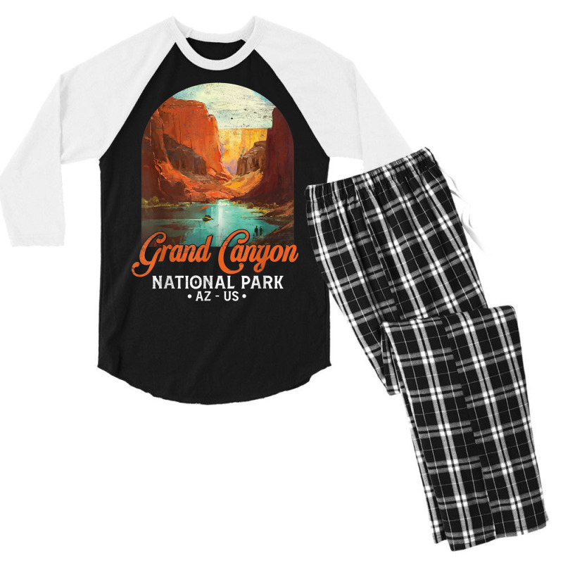 Grand Canyon Arizona Us National Park Funny Hiking Mountains Men's 3/4 Sleeve Pajama Set | Artistshot