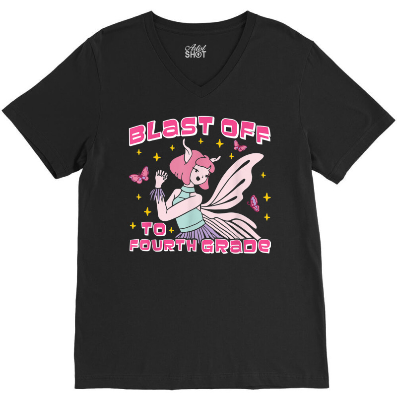 Blast Off To Fourth Grade Aesthetic Fairy Back To School V-neck Tee | Artistshot