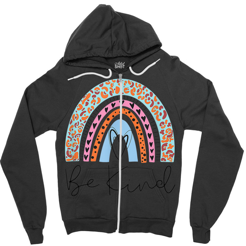 Be Kind Anti Bullying Unity Day Leopard Cheetah Rainbow Zipper Hoodie | Artistshot