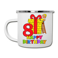 Kids 8 Years Old 8th Birthday Construction Worker Boy Children's Birth Camper Cup | Artistshot