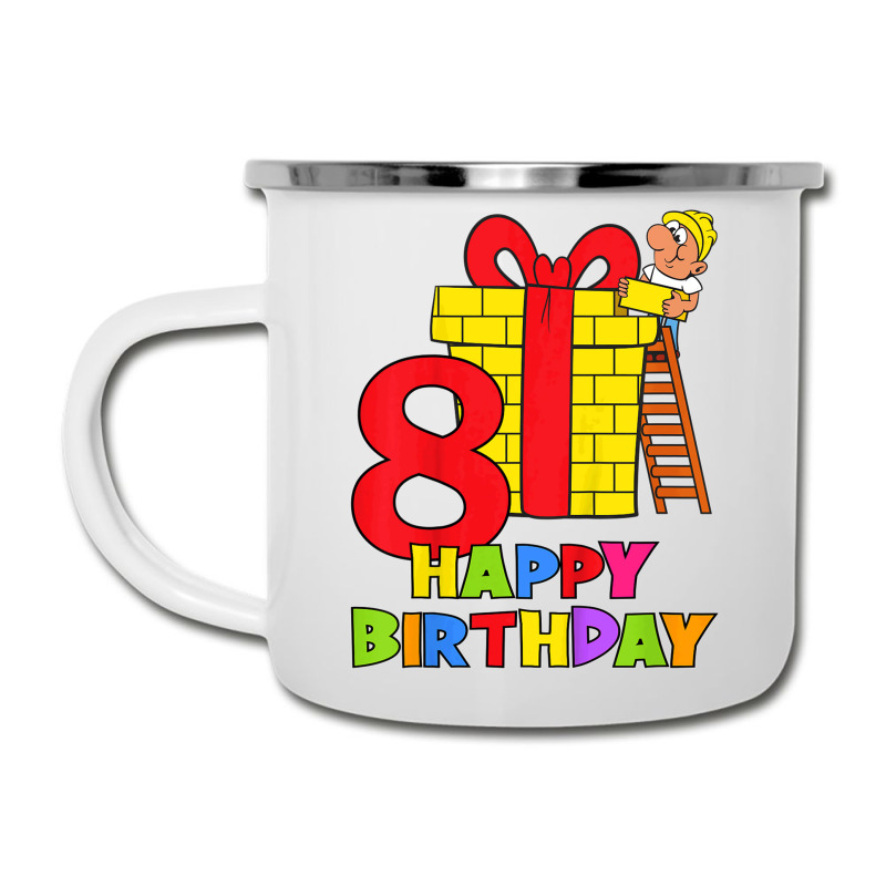 Kids 8 Years Old 8th Birthday Construction Worker Boy Children's Birth Camper Cup | Artistshot