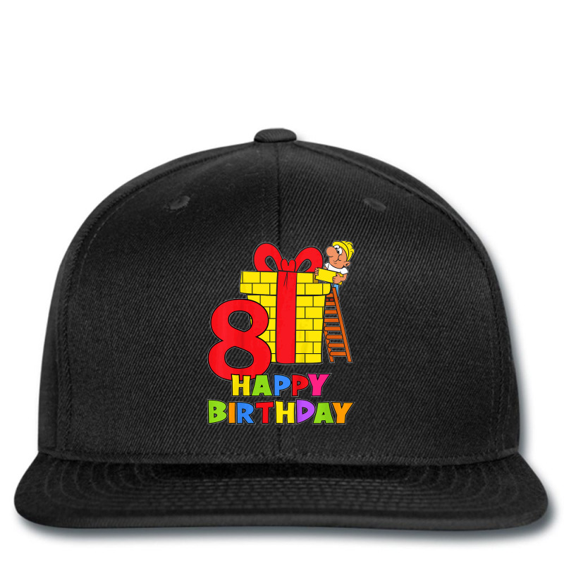 Kids 8 Years Old 8th Birthday Construction Worker Boy Children's Birth Printed Hat | Artistshot