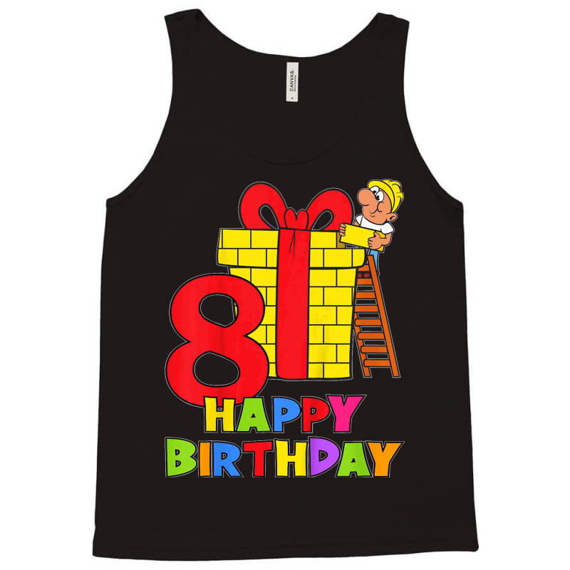 Kids 8 Years Old 8th Birthday Construction Worker Boy Children's Birth Tank Top | Artistshot