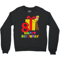 Kids 8 Years Old 8th Birthday Construction Worker Boy Children's Birth Crewneck Sweatshirt | Artistshot