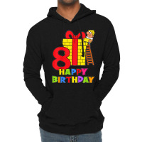 Kids 8 Years Old 8th Birthday Construction Worker Boy Children's Birth Lightweight Hoodie | Artistshot