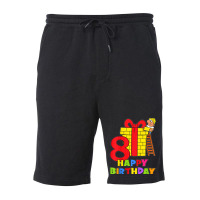 Kids 8 Years Old 8th Birthday Construction Worker Boy Children's Birth Fleece Short | Artistshot