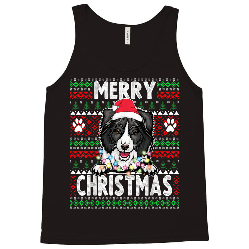 Border Collie Christmas Lights Dog Lovers Xmas Pajama Tank Top | Artistshot