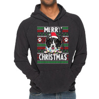 Border Collie Christmas Lights Dog Lovers Xmas Pajama Vintage Hoodie | Artistshot