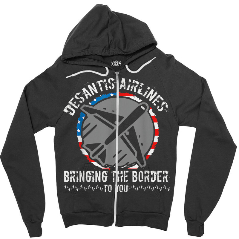 Desan Tisair Lines Distress Flag Bringing The Border To You Zipper Hoodie | Artistshot